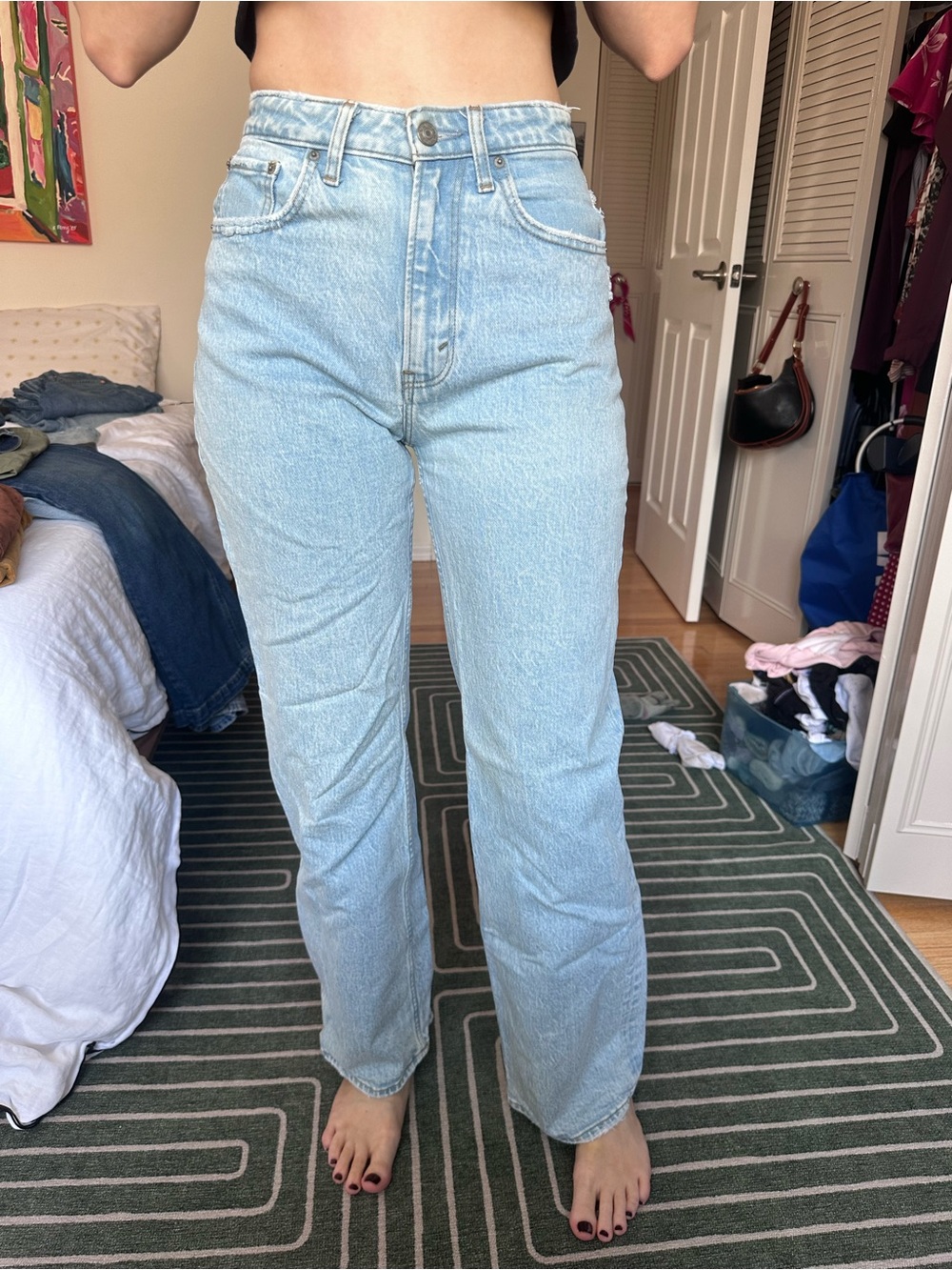 Abercrombie Light Blue High-Rise Straight Jeans